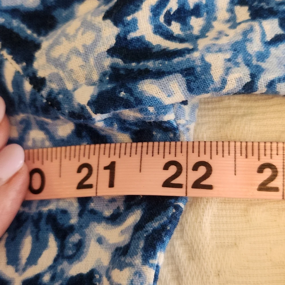 Womens Linen&Rayon Blue and White 3/4 Sleeve Shirt - Picture 3 of 8